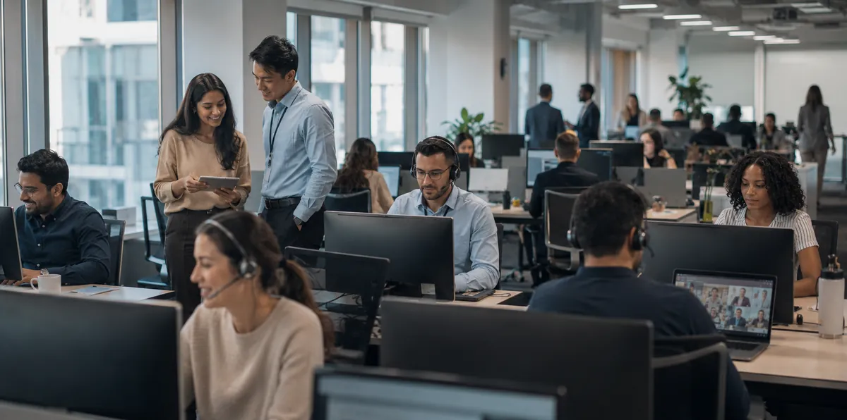 A busy global shared-services floor